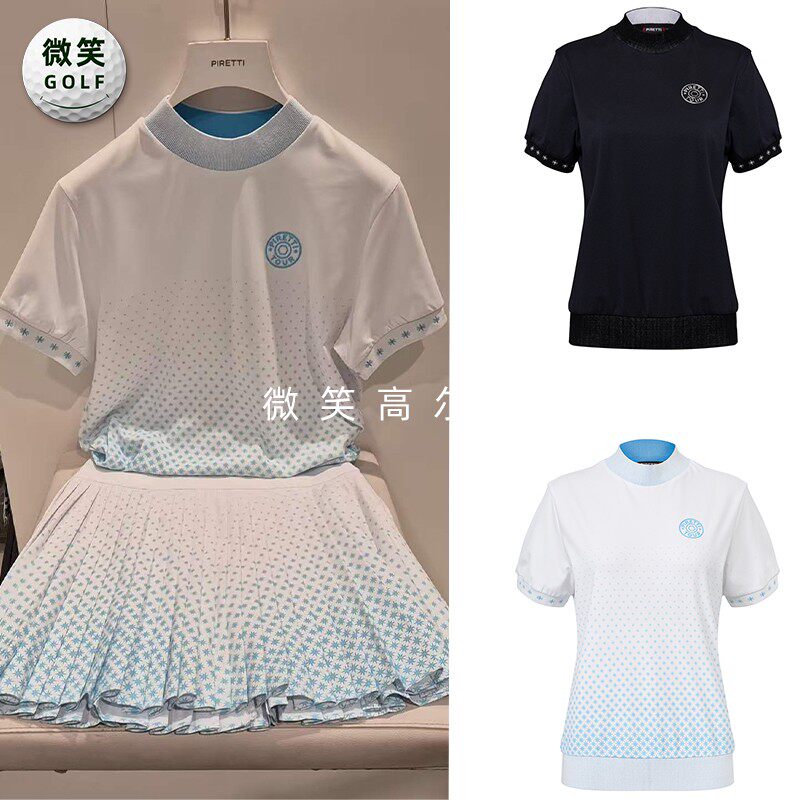 2026夏季新款韩国代购半高领清爽透气高尔夫球服女士运动短袖T恤