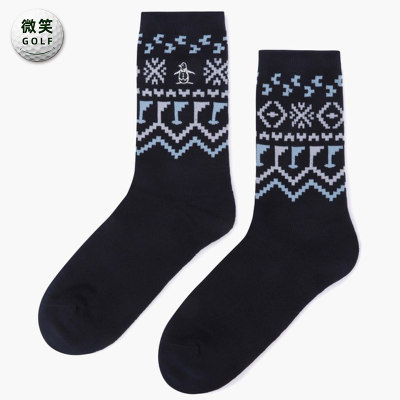 高尔夫球袜男士图案中筒运动袜子