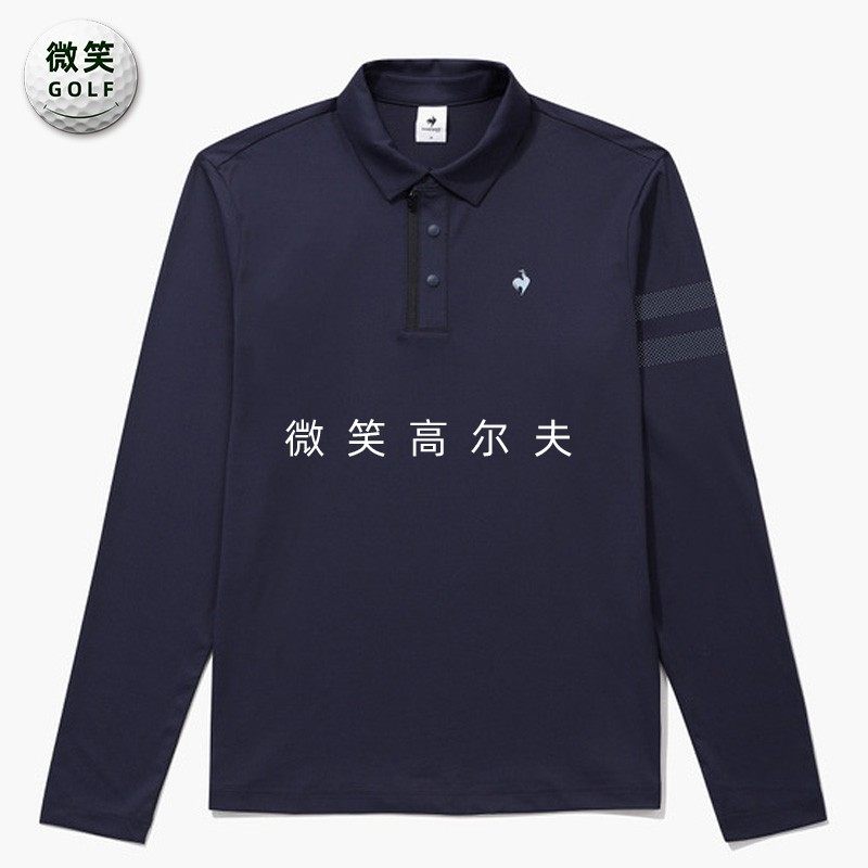 高尔夫男士翻领条纹运动长袖T恤