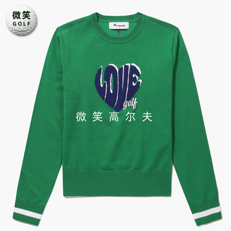 高尔夫女圆领图案运动长袖针织衫