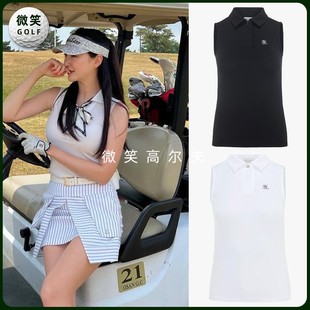 韩国代购 女士无袖 百搭纯色FairLiar2022夏新款 高尔夫服装 T恤GOLF