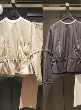 2025春新品韩国代购GFOR*高尔夫女圆领轻质防风收腰运动套头夹克