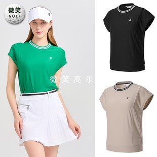 2024夏新款 配色圆领高尔夫球服女士无袖 CLEVELAN 韩国代购 T恤GOLF