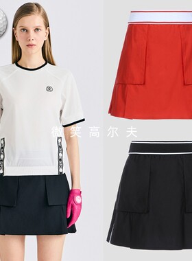 2025夏新品韩国代购GFOR*高尔夫女士口袋压褶运动半身工装短裙