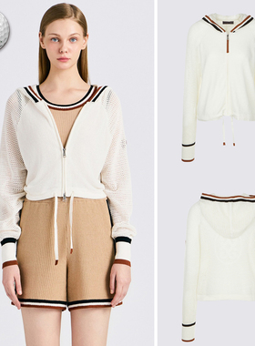 2025早秋新品韩国代购GFOR*高尔夫女士连帽网眼透气运动开衫外套