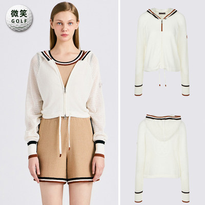 高尔夫女士连帽网眼运动开衫外套