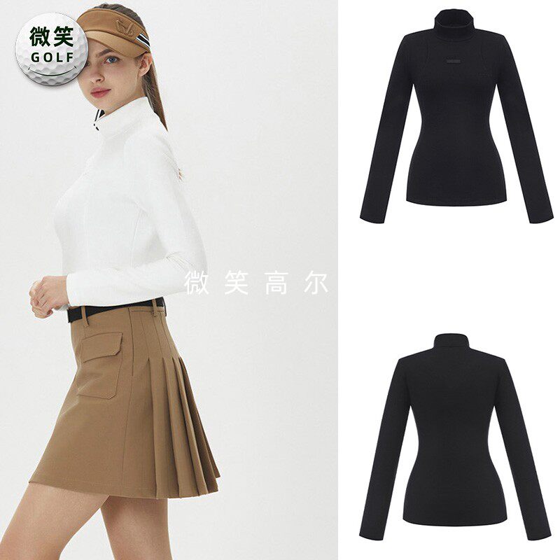 特价2025夏季新款韩国代购半高领线条高尔夫球服女士长袖T恤GOLF
