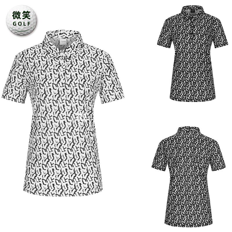 特价2025夏新款韩国代购格纹图案高尔夫球服女士运动短袖T恤GOLF