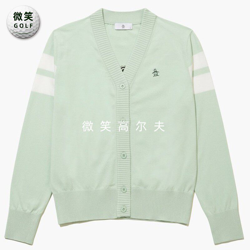 2026春新品韩国代购MUNSINGWEAR高尔夫V领条纹运动针织开衫外套女