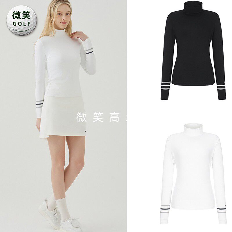 2025春季新款韩国代购MARTINE高领条杠高尔夫球服女士打底衫GOLF