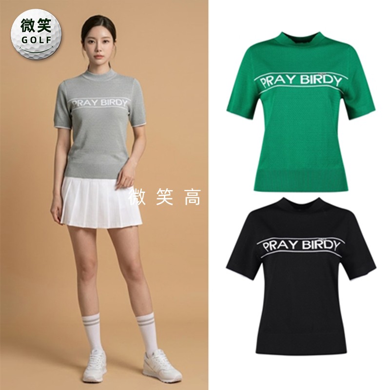 特价2026夏款韩国代购字母经典时尚高尔夫球服女士针织衫短袖上衣