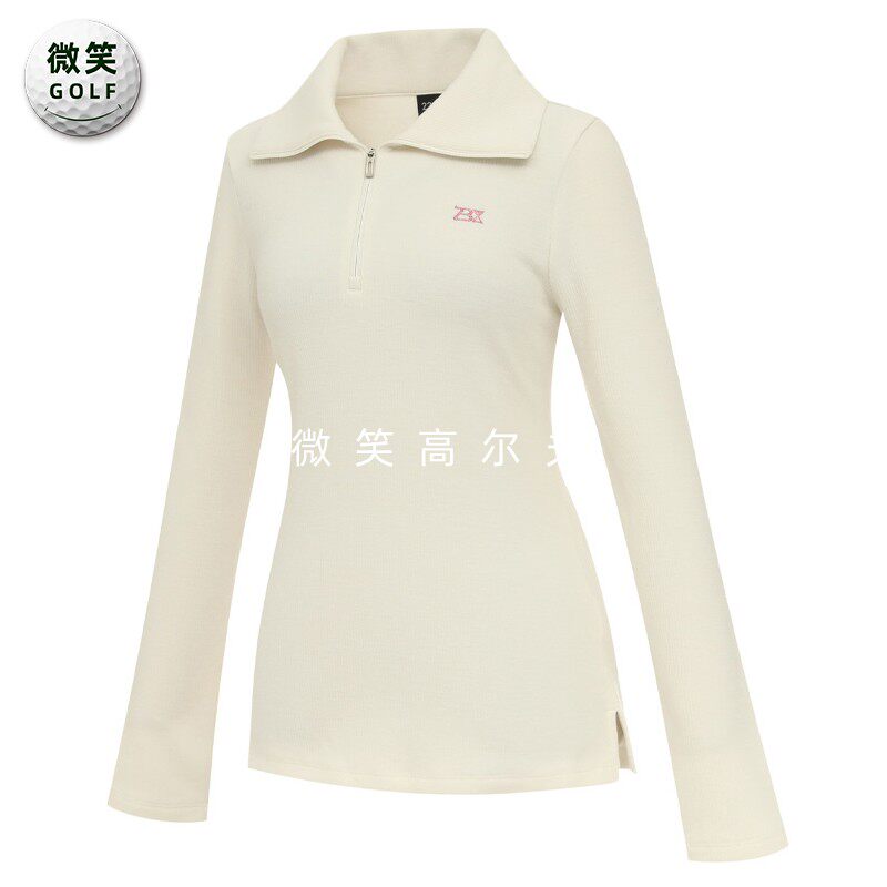 特价2025秋季新款韩国代购半拉链翻领高尔夫球服女士纯色长袖T恤