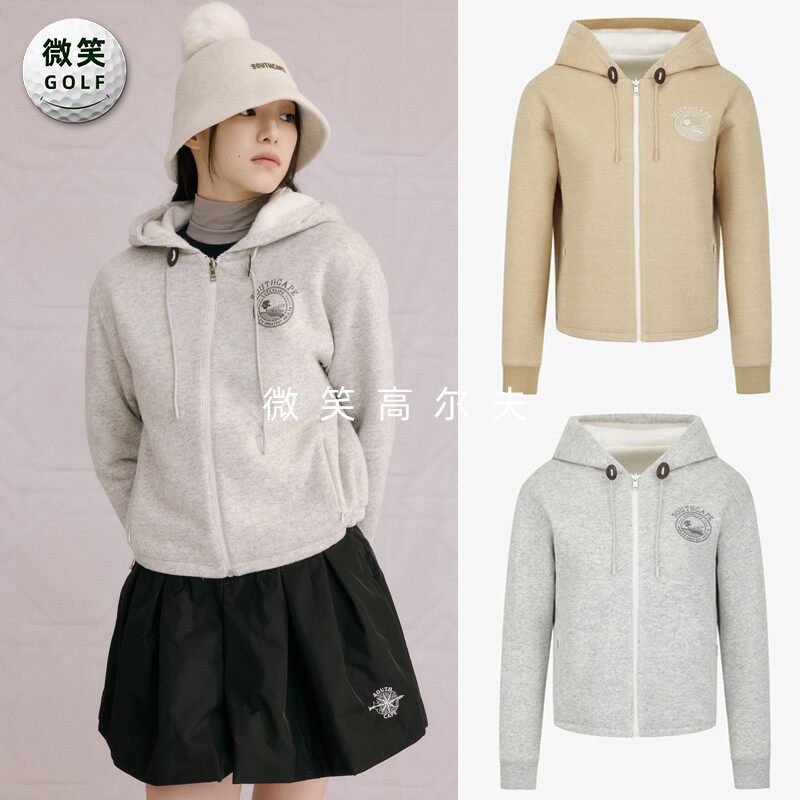 2025冬新品韩国代购SOUTHCAPE高尔夫女连帽羊绒羊毛混纺运动外套
