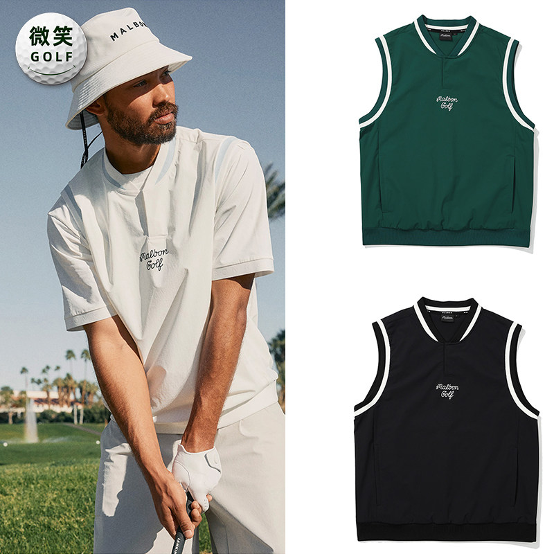 2025夏季新款韩国代购MALBO*百搭叠穿高尔夫球服男士马甲背心GOLF