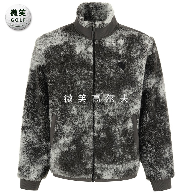 高尔夫男防风毛绒拼接运动羽绒服