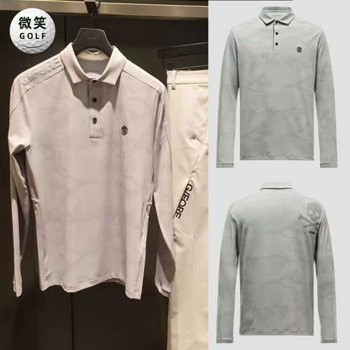 高尔夫男士翻领柔软运动长袖T恤