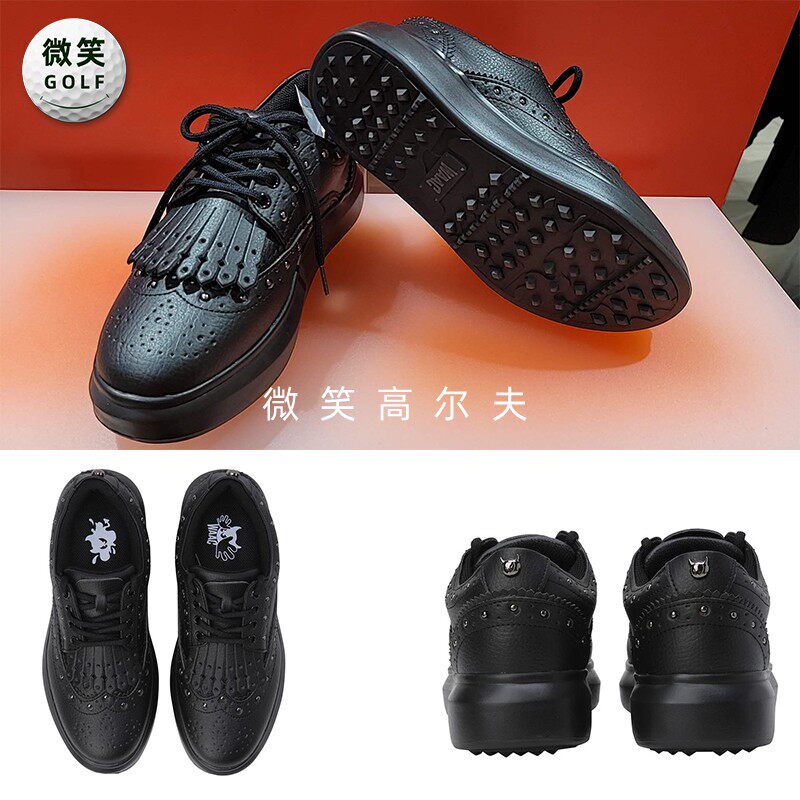 2026春季新款韩国代购WAAC厚底防滑高尔夫球鞋女士流苏透气运动鞋