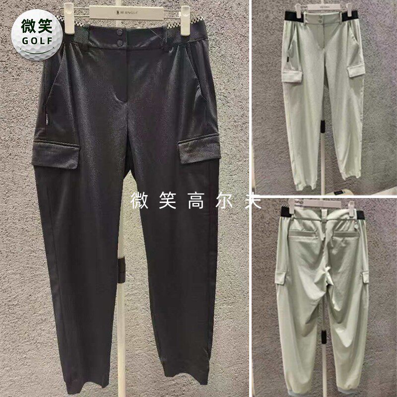 特价2025冬韩国代购WANGLE高尔夫球裤女松紧腰收腿运动工装长裤