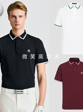 2025夏新品韩国代购GFOR*高尔夫男士翻领条纹柔软舒适运动短袖T恤