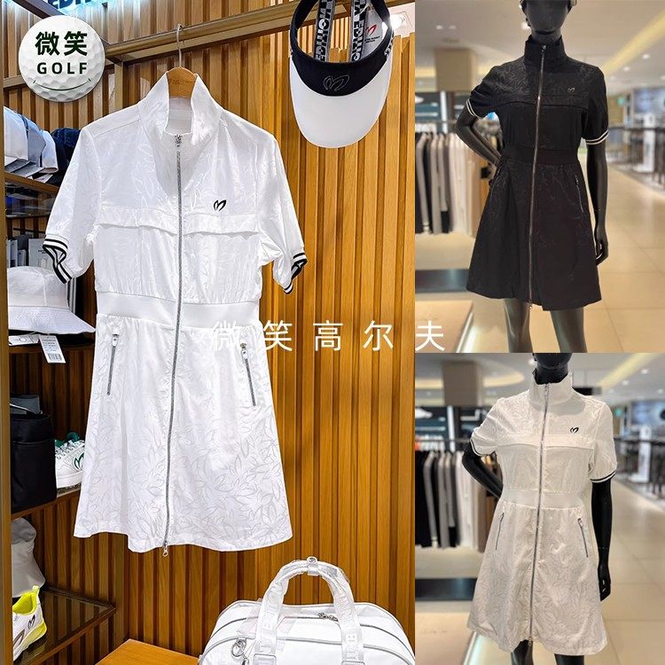 2025春韩国代购MASTER PG提花收腰高尔夫球服女士短袖连衣裙GOLF