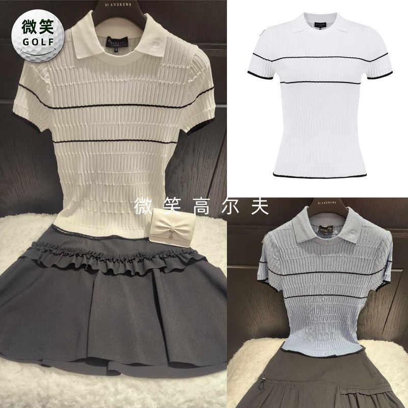 高尔夫女士圆领运动短袖针织衫