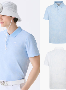 2025夏新品韩国代购CALLAWA*高尔夫男士翻领图案透气运动短袖T恤