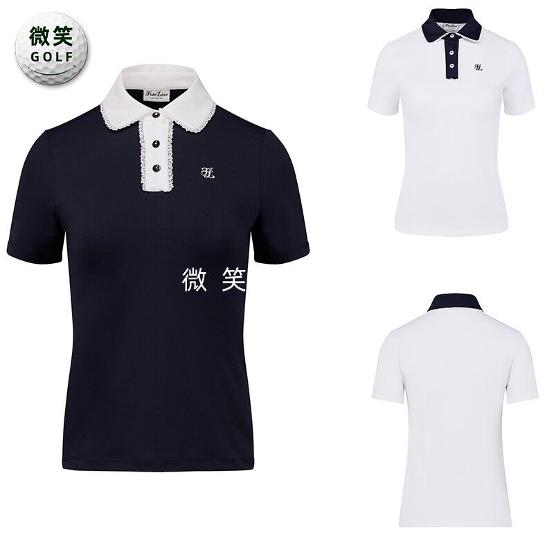 2025夏新款韩国代购FairLiar蕾丝花边高尔夫服装女士短袖T恤GOLF
