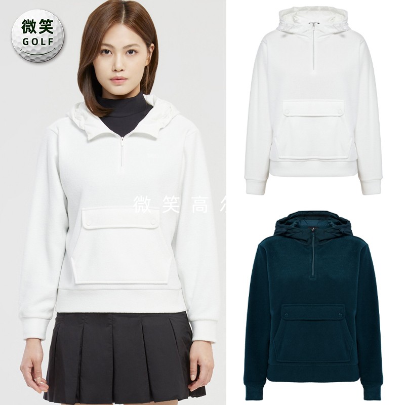 高尔夫女连帽毛绒保暖套头卫衣