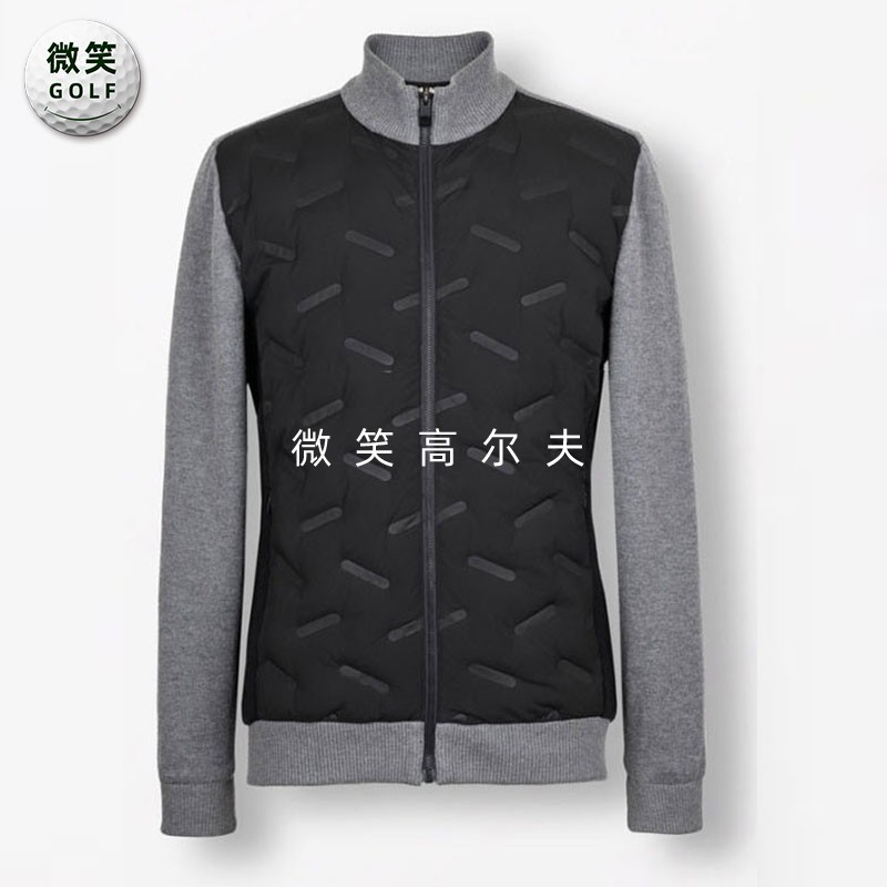 特价2025冬新款韩国代购拼接针织高尔夫球服男士时尚鹅绒夹克外套