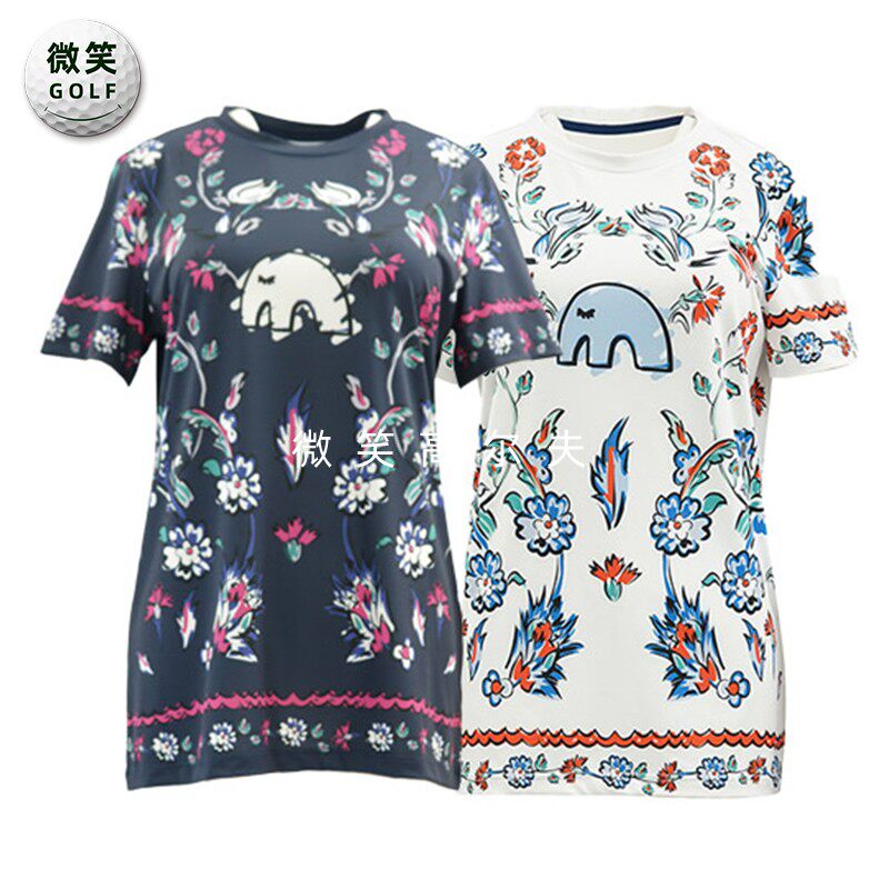 特价2025夏新款韩国代购圆领印花高尔夫球服女士运动短袖T恤GOLF