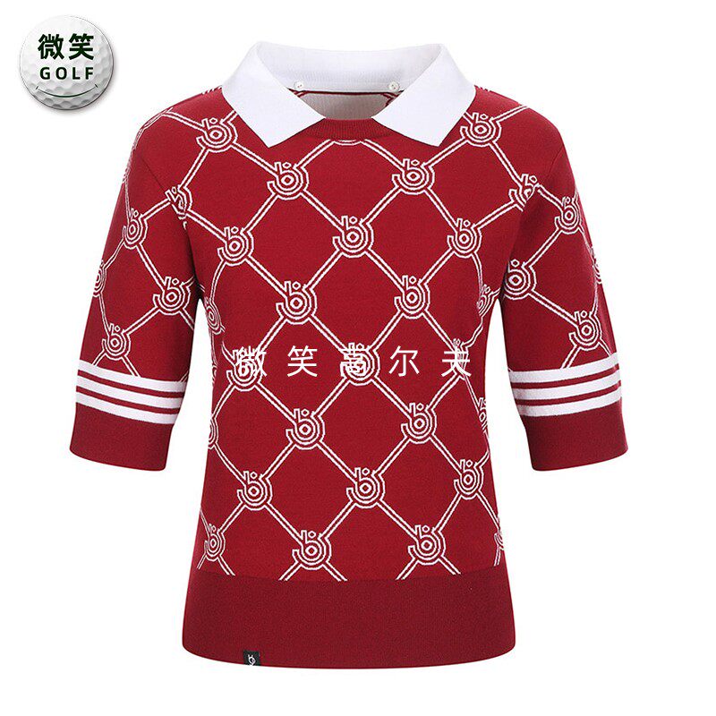 特价2025夏新款韩国代购格子翻领高尔夫球服女士时尚短袖T恤GOLF