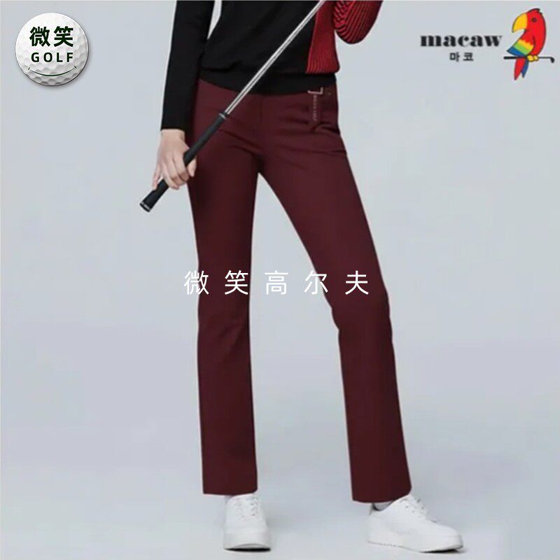 特价2026春新款韩国代购扣环装饰高尔夫球服女士纯色修身运动长裤