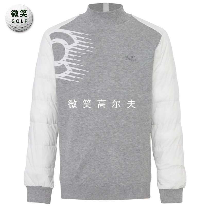 高尔夫男夹棉袖拼接防风针织衫