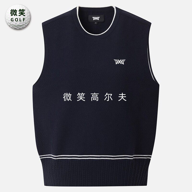 高尔夫女圆领条纹运动针织背心