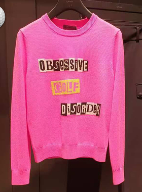 2025春季新品韩国代购GFOR*高尔夫女士圆领字母运动毛衣针织衫