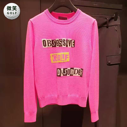 高尔夫女圆领字母运动毛衣针织衫