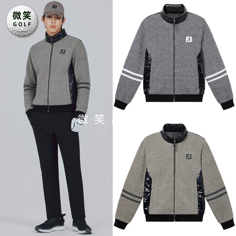 高尔夫男拼接羽绒服运动针织夹克