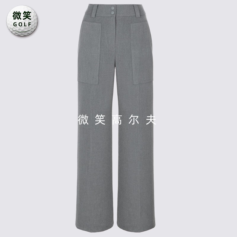 高尔夫女松紧腰宽松运动喇叭长裤
