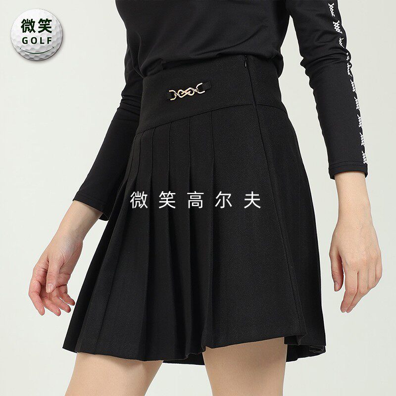 特价2025冬新款韩国代购拉绒复古高尔夫球服女士高腰百褶半身短裙