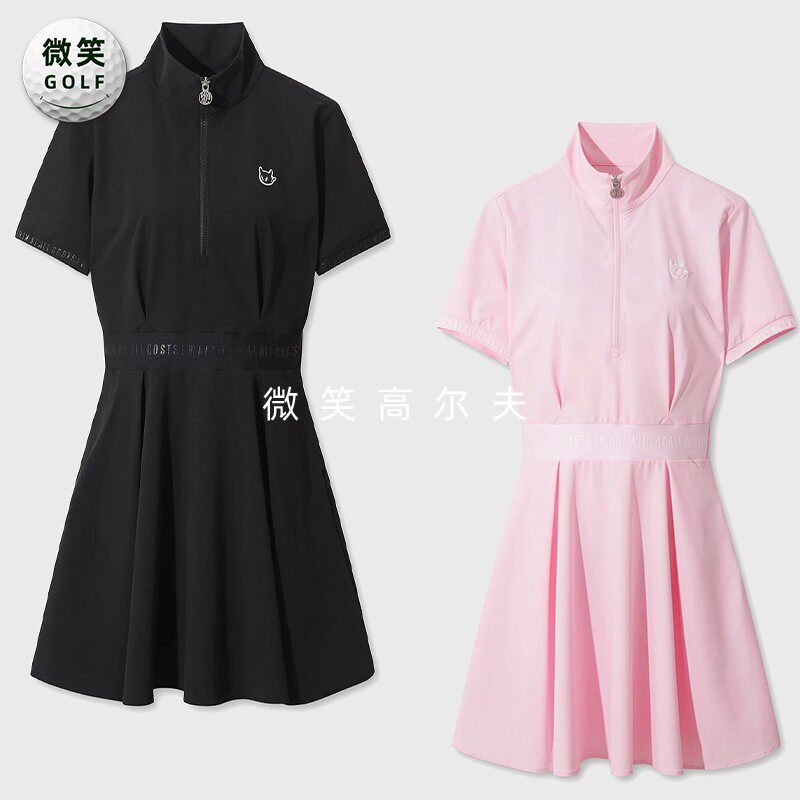 2026夏季新款韩国代购WAAC半拉链收腰高尔夫球服女士时尚连衣裙