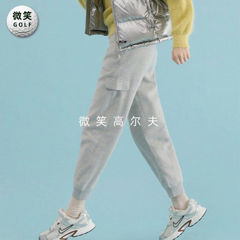 特价2025冬季新款韩国代购收口休闲运动高尔夫球服女士针织长裤