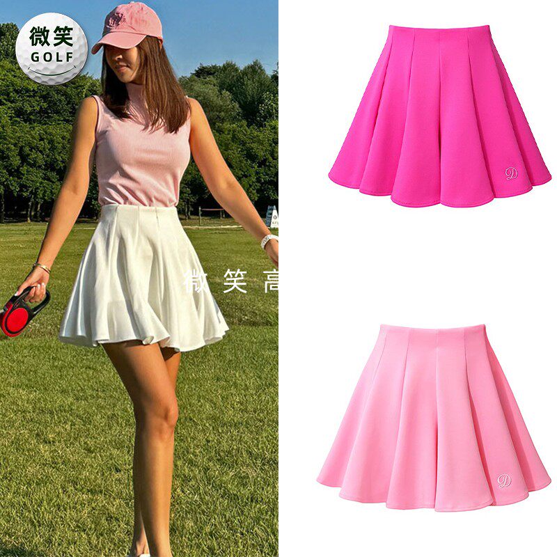 特价2025夏季新款韩国代购荷叶边褶皱高尔夫球服女士伞裙短裙GOLF