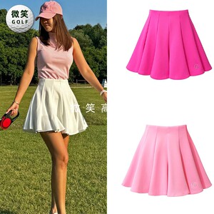 特价2025夏季新款韩国代购荷叶边褶皱高尔夫球服女士伞裙短裙GOLF