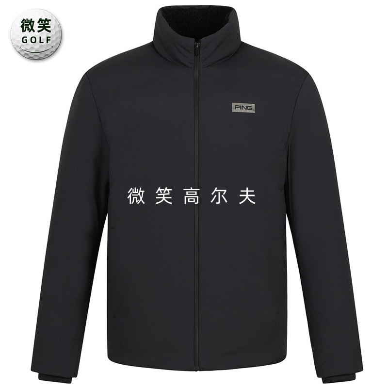 男高尔夫毛绒立领拼色运动羽绒服