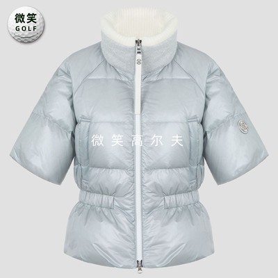 女高尔夫毛绒防寒运动短袖羽绒服