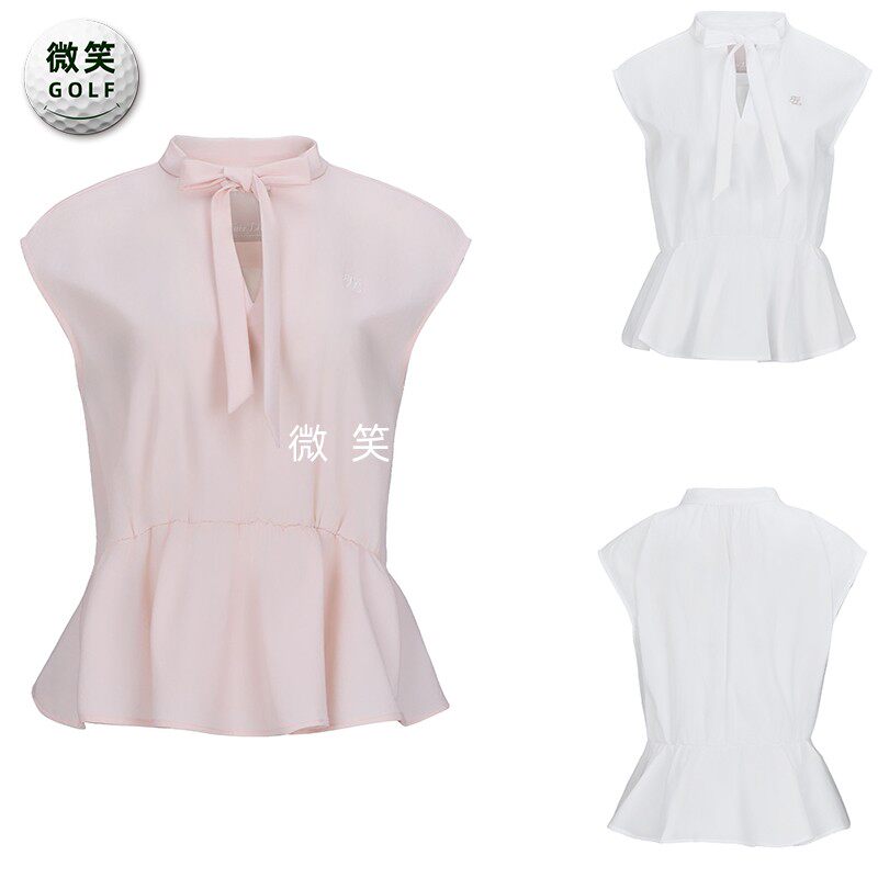 2026夏韩国代购FairLiar荷叶边蝴蝶结高尔夫服装女士时尚无袖T恤