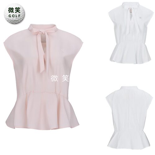 2026夏韩国代购FairLiar荷叶边蝴蝶结高尔夫服装女士时尚无袖T恤