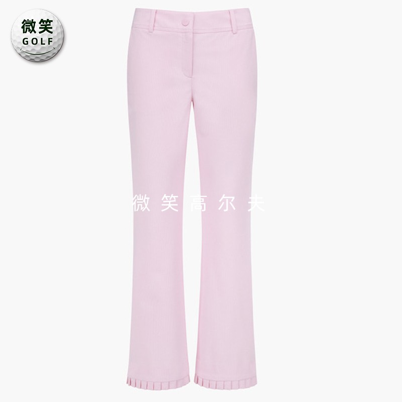 女高尔夫松紧腰褶边修身喇叭长裤