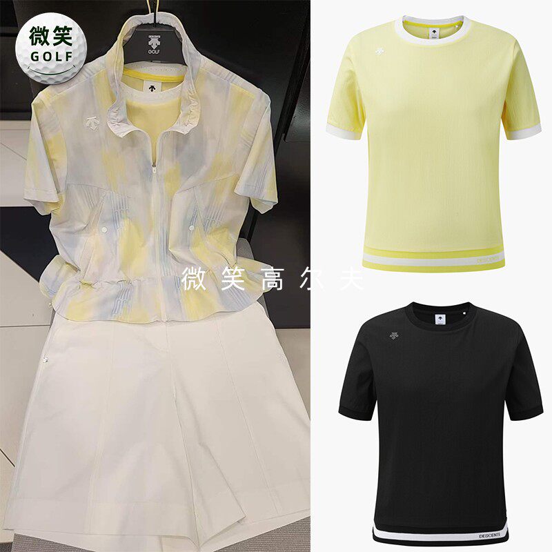2026夏新款韩国代购凉爽时尚干练高尔夫球服女士圆领运动短袖T恤