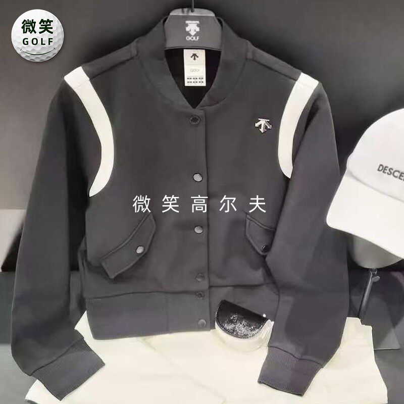 高尔夫女棒球领配色运动夹克外套